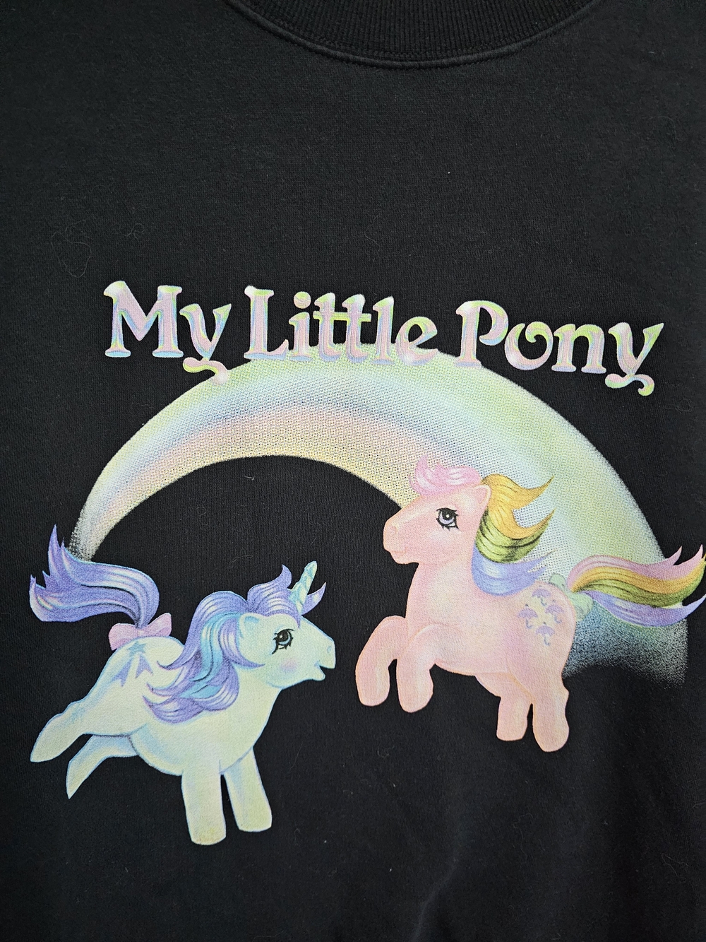 Hasbro My Little Pony Black Sweatshirt with Pastel Pony Graphic - Picture 2 of 4